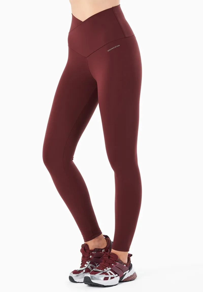 ORGANICATION ORGANICATION Damen vegan Leggings Hohe Taille Libby Bordeaux, Dunkelrot, – Produktbild 1 von 2