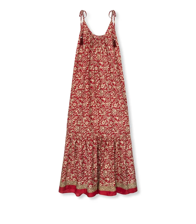 el.résidu el.résidu Damen vegan Kleid Myra Rot, Beige, – Produktbild 1 von 2