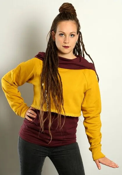 Die rote Zora Die rote Zora Damen Kurzsweater aus Bio-Baumwolle, Indian summer (gelb), – Produktbild 4 von 4