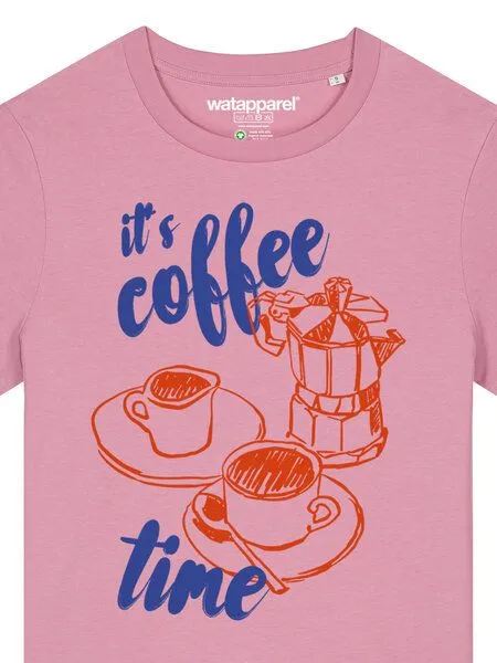 watapparel watapparel T-Shirt Frauen Its coffee time, Bubble pink, – Produktbild 3 von 4