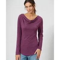 HempAge HempAge Damen Langarmshirt mit Wasserfallkragen Hanf/Biobaumwolle, Purple (lila), – Produktbild 1 von 1
