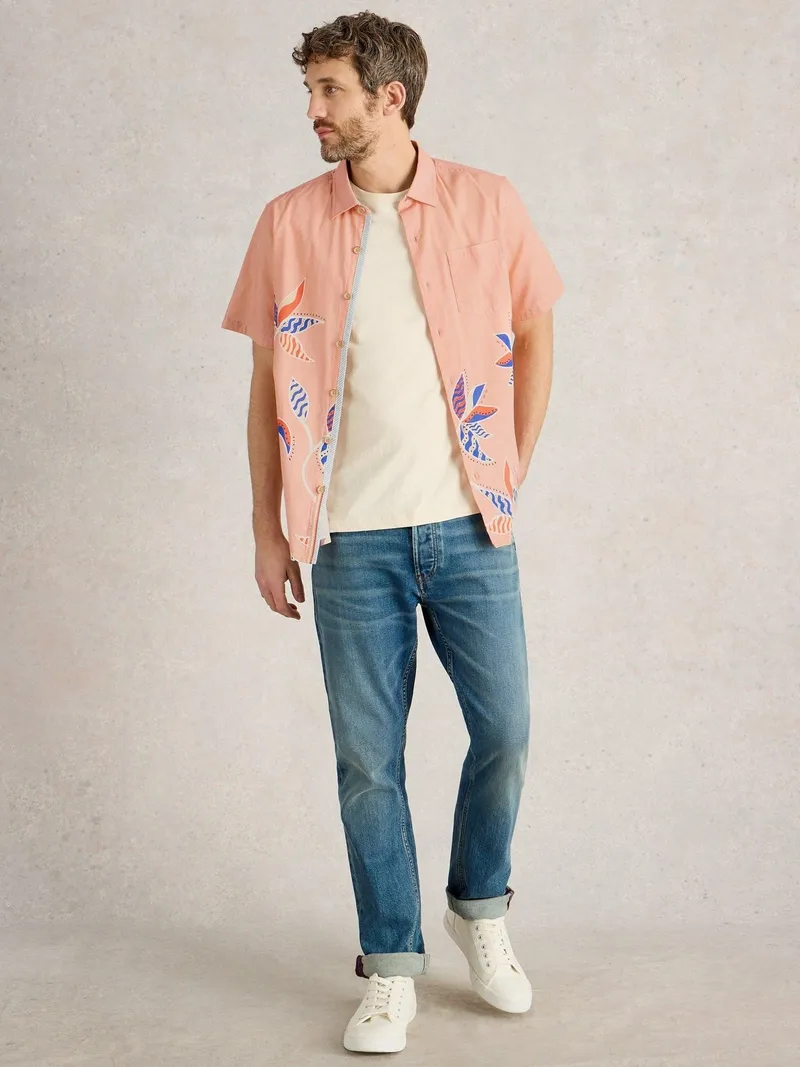 White Stuff Hemd Finsbury mit Blätterprint - M, Rosa print, – Produktbild 2 von 4