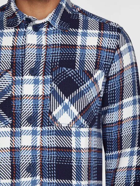 KnowledgeCotton Apparel KnowledgeCotton Apparel Kariertes Overshirt CHECKED aus Bio-Baumwolle, Blau (blue check), – Produktbild 4 von 4