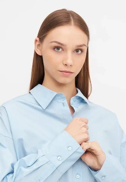 Givn Berlin Givn Berlin Bluse GBCOSIMA loose Fit aus Bio-Baumwolle, Blau, – Produktbild 3 von 4