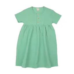 Walkiddy Kinder Kleid GOTS-zertifiziert aus Bio-Baumwolle, grün „Raspberries“, kurzarm, weich fallender Rock – Walkiddy, bequem für Alltag & Feste – Produktbild 1 von 1