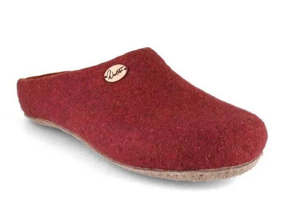 WoolFit WoolFit Sommerpantoffeln 'Step' - handgefilzte Fair Trade Filz-Hausschuhe - extra dünn und ultra leicht, Rot / orange, – Produktbild 3 von 4
