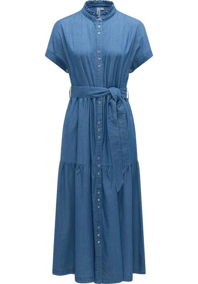 ragwear ragwear Maxikleid Liora Denim (1-tlg) Wadenlanges Jeanskleid mit Bindeband, Blau, – Produktbild 1 von 1