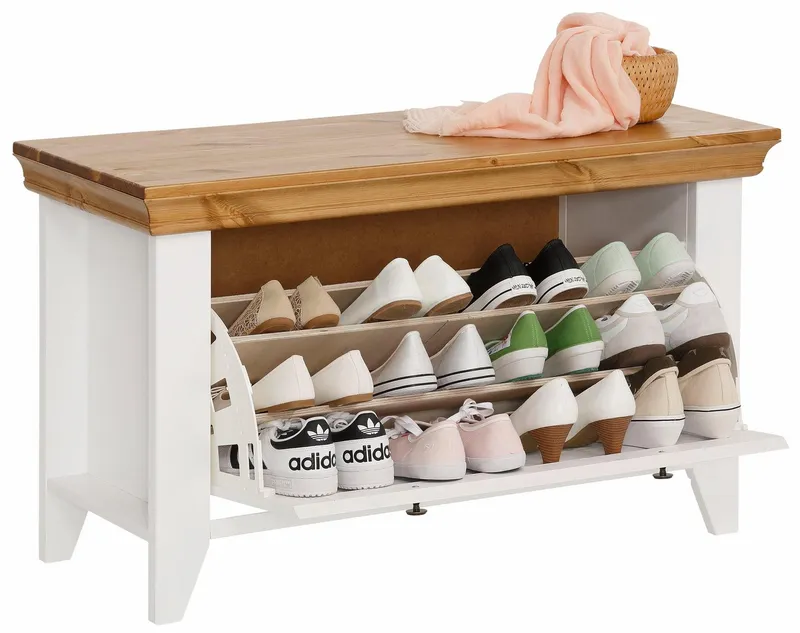 OTTO home Schuhbank Skandinavia, aus massiver Kiefer, Weiß, – Produktbild 1 von 5