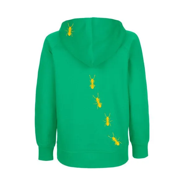 HANDGEDRUCKT HANDGEDRUCKT "Ameisen" Kinder-Hoody, Green, – Produktbild 1 von 4