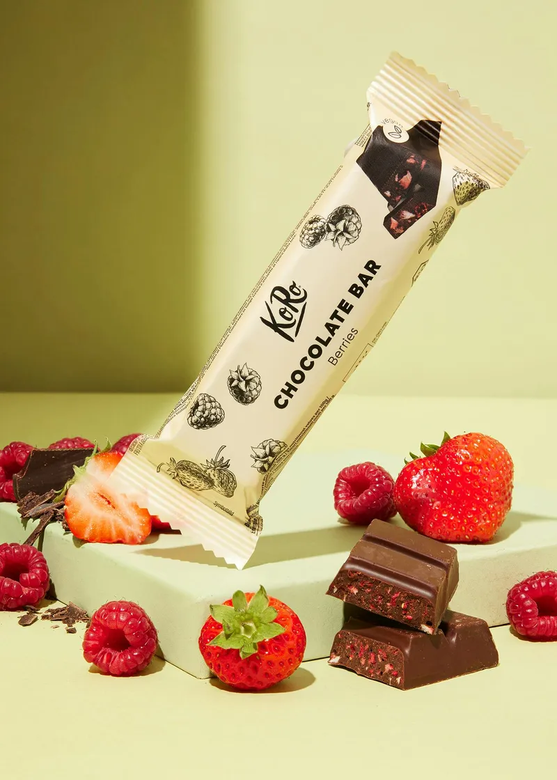 KoRo Veganer Bio Schokoriegel mit Beeren 50 g – Produktbild 1 von 5