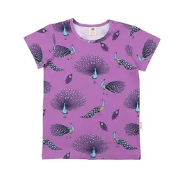 Walkiddy Walkiddy Kinder T-Shirt GOTS-zertifiziert aus Bio-Baumwolle lila mit Pfauenfeder-Muster – Produktbild 1 von 1
