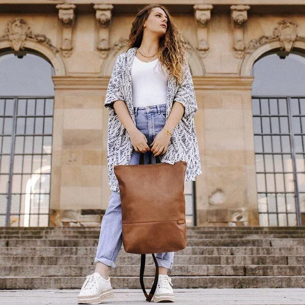 BOWLEANIES TASCHEN BOWLEANIES TASCHEN Rucksack aus Lederfaserstoff, Braun, – Produktbild 2 von 4