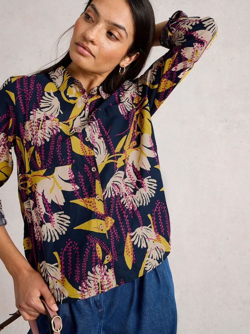 White Stuff Bluse Sophie aus Bio-Baumwolle - 38, Marine print, – Produktbild 3 von 4
