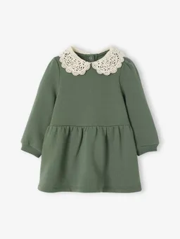 Vertbaudet Mädchen Baby Sweatkleid mit Häkelkragen – Produktbild 1 von 1