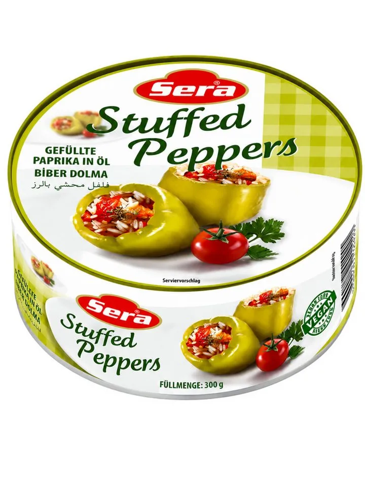 SERA FOOD Fertiggericht Gefüllte Paprika in Öl – mediterran & servierfertig, (Vegane Konserven), Spezialität, servierfertig, vegan/vegetarisch, hochwertige Zutaten – Produktbild 1 von 3