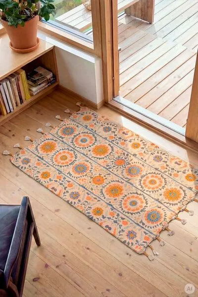 Tranquillo Tranquillo Teppich BOTANIC ORNAAUREA – Baumwolle, 90 x 60 cm, Gelb, – Produktbild 2 von 4