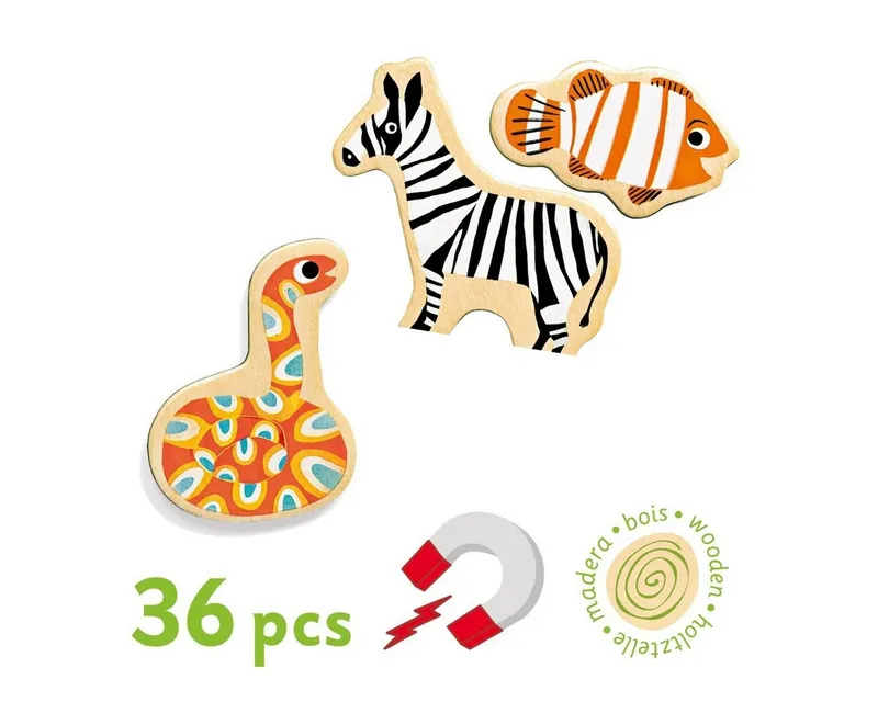 DJECO Lernspielzeug Holz-Magnete Magnimo 36 bunte Tierfiguren Kinder ab 2 Jahren – Produktbild 3 von 5
