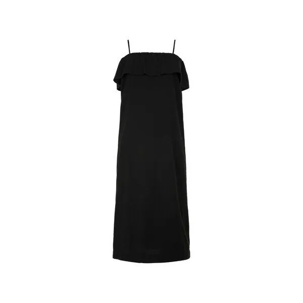 KnowledgeCotton Apparel KnowledgeCotton Apparel Trägerkleid - Seersucker strap maxi dress - aus Bio-Baumwolle, Schwarz (black jet), – Produktbild 1 von 1