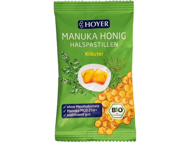 HOYER HOYER Bio-Halspastillen "Manuka Honig" mit Kräuter, 30 g – Produktbild 1 von 1