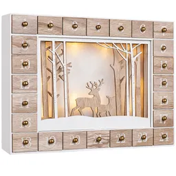 Casaria® Casaria Adventskalender Naturholz 35x6x26,8cm weiß – Produktbild 1 von 1