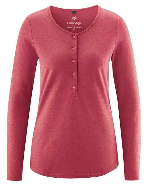HempAge HempAge Damen Longsleeve Hanf/Bio-Baumwolle, Barolo (rot), – Produktbild 3 von 4