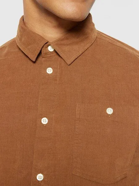 KnowledgeCotton Apparel KnowledgeCotton Apparel Cordhemd - Regular fit corduroy shirt - aus Bio-Baumwolle, Dachshund (braun), – Produktbild 2 von 4