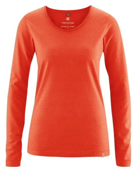 HempAge HempAge Damen Langarm-Shirt Lene Hanf/Bio-Baumwolle, Brick orange, – Produktbild 1 von 4