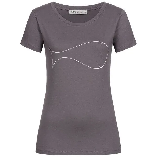 NATIVE SOULS Native Souls T-Shirt Damen - Whale, Charcoal, – Produktbild 1 von 1