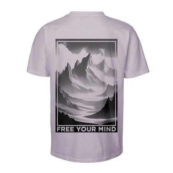 HANDGEDRUCKT HANDGEDRUCKT "Free Your Mind" Unisex T-Shirt von Neutral, Dusty purple, – Produktbild 1 von 3