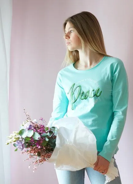 SPARKLES OF LIGHT SPARKLES OF LIGHT Yoga Shirt | PEACE WITH ME & YOU, Türkis (grün), – Produktbild 1 von 1