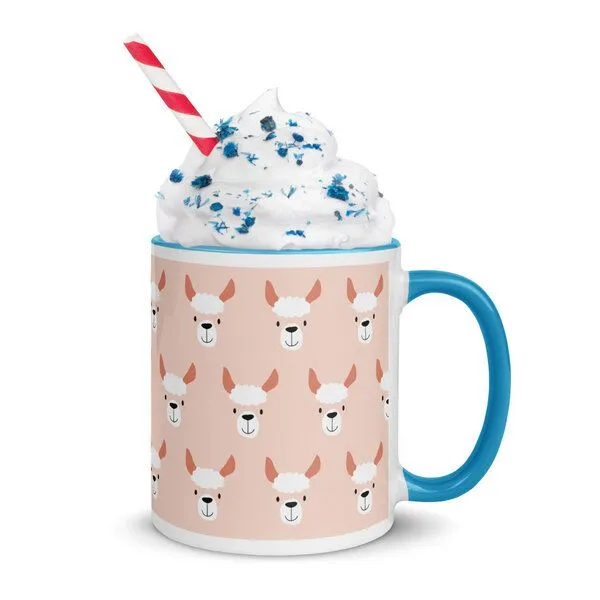 PepMelon PepMelon Lama Tasse mit Farbe innen, Be Llamazing, lustige Lama Weihnachtstasse, Hellblau, – Produktbild 4 von 4