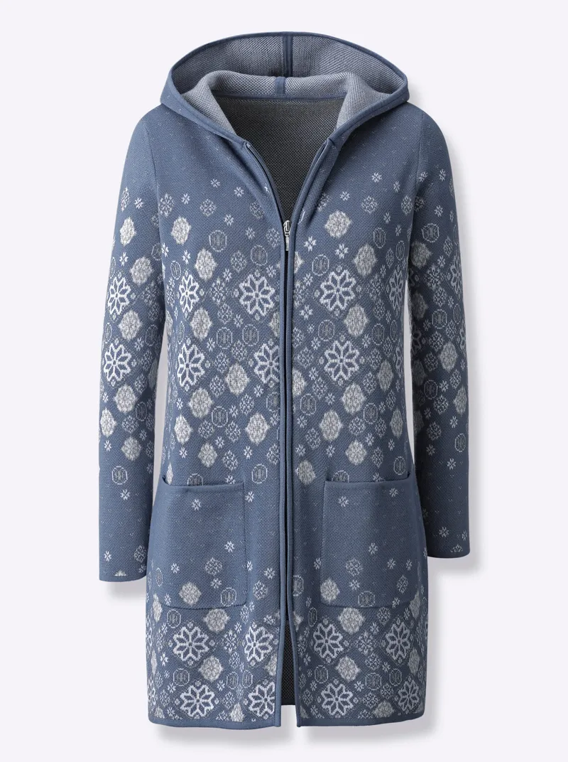 Witt Longstrickjacke, Rauchblau-gemustert, – Produktbild 1 von 3
