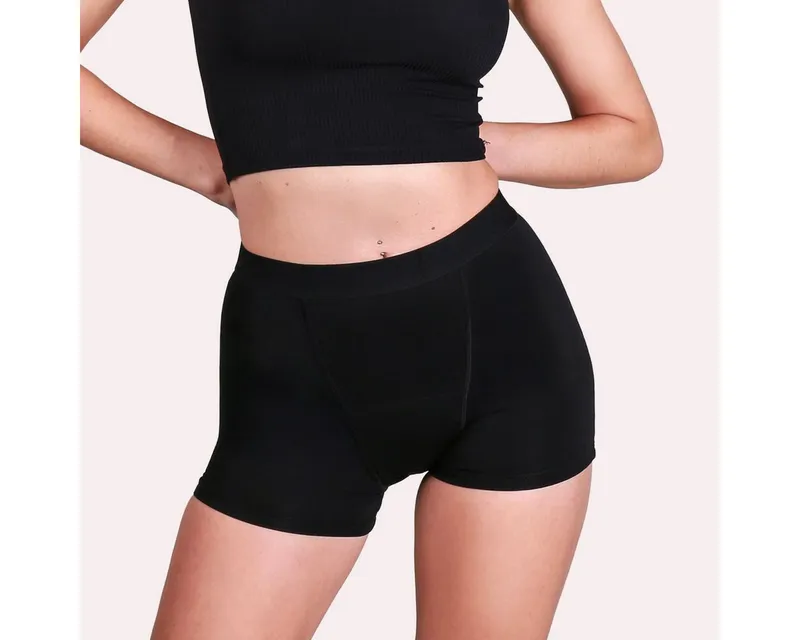 Taynie Taynie Periodenslip Shorts ultra - Periodenunterwäsche sehr starke Blutung - Damen (Spar-Set, 3-St., 3er-Pack) Auslaufsichere Periodenunterwäsche / Periodenslip aus Bio Baumwolle, Schwarz, – Produktbild 2 von 5