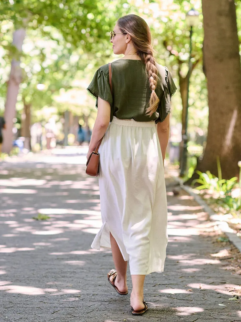Envie De Fraise Bluse mit Leinen für Schwangerschaft und Stillzeit ENVIE DE FRAISE, Khaki, – Produktbild 3 von 4