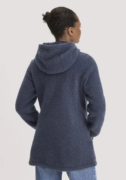 hessnatur hessnatur Wollfleece-Jacke mit Kapuze Regular aus reiner Bio-Merinowolle, Graphitblau, – Produktbild 2 von 4