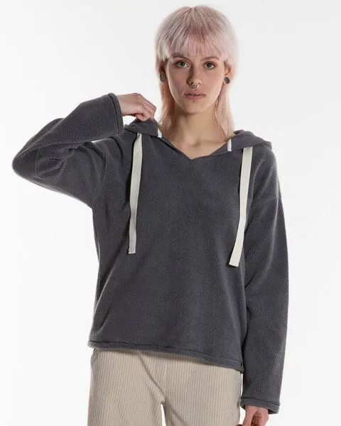 Alma & Lovis Alma & Lovis Kuscheliger Teddy-Hoodie aus Organic Cotton | Teddy Hoodie, Graphit (dunkelgrau), – Produktbild 3 von 4