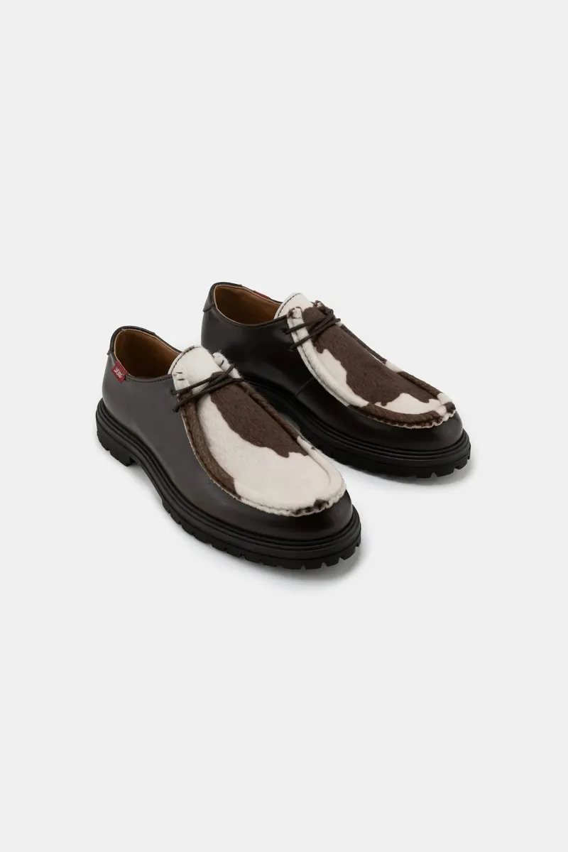 Zèta Zèta Herren vegan Schuhe Unisex Soajo Cow Print Braun/Weiß, Weiß, – Produktbild 1 von 2