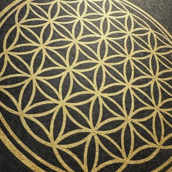 Veskor Cassiopeia Veskor Cassiopeia BLUME DES LEBENS I | Goldener Heilige Geometrie Linoldruck | 20 × 20 cm, Schwarz, – Produktbild 3 von 3
