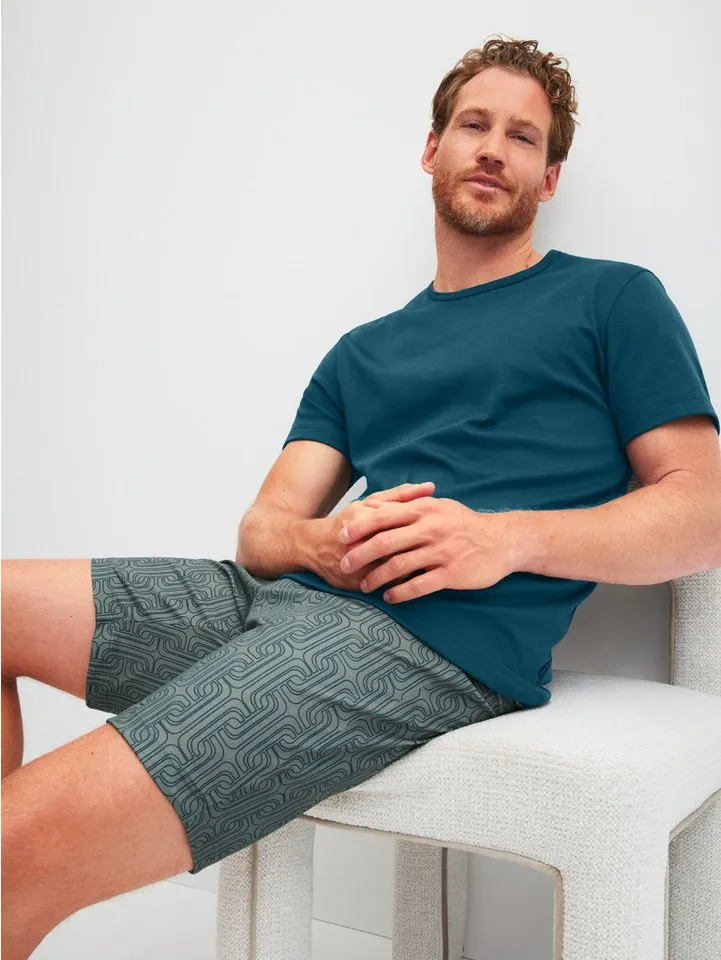 CALIDA CALIDA Pyjama Relax Streamline 1 (2 tlg) mit Rundhalsausschnitt und kurzem Arm, weich, Interlock Qualität, Blau, – Produktbild 5 von 5