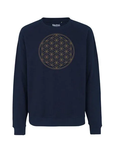 Peaces.bio - handbedruckte Biomode Peaces.bio - handbedruckte Biomode Bio Damen Sweatshirt Loose Fit Die Blume des Lebens, Blau, – Produktbild 1 von 2