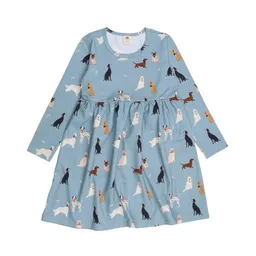 Walkiddy Walkiddy Kinder Kleid GOTS zertifiziert – Hellblau mit Hundemotiven, Langarm, weich & bequem – Produktbild 1 von 1