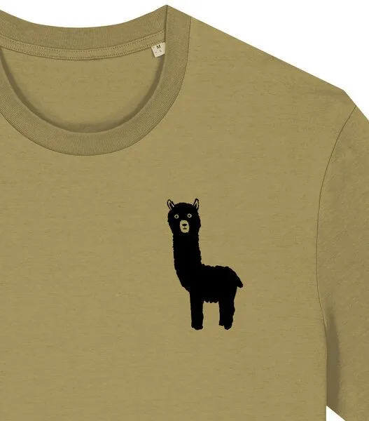 päfjes päfjes GuckGuck Alpaka - Fair Wear Männer / Unisex Bio T-Shirt, Grün (faded olive), – Produktbild 2 von 4