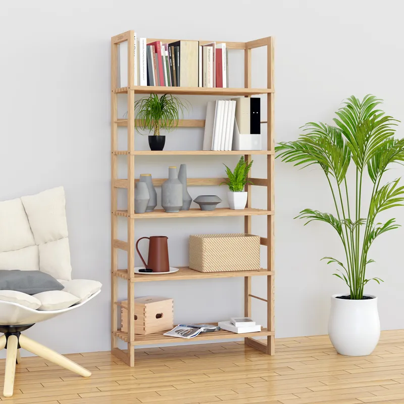 Casaria® Standregal Öland 136x58x27cm lasiertes Echtholz, Braun, – Produktbild 2 von 2