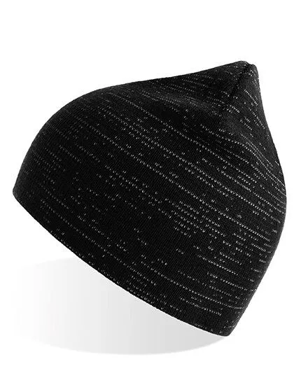 Atlantis Headwear Atlantis Headwear Shine Beanie recyceltes (rPet) Polyester mit Reflexfäden, Schwarz, – Produktbild 2 von 2