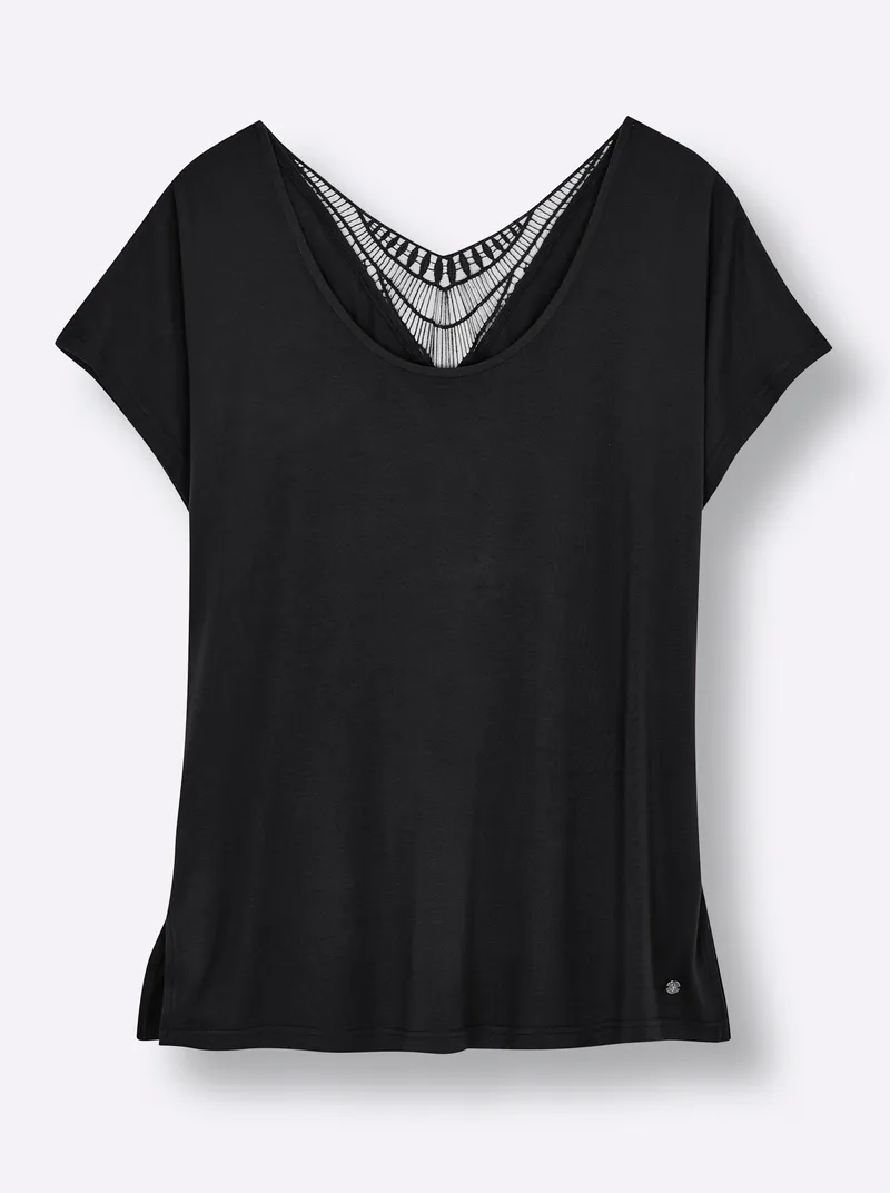 sheego Shirt schwarz, Schwarz, – Produktbild 2 von 2