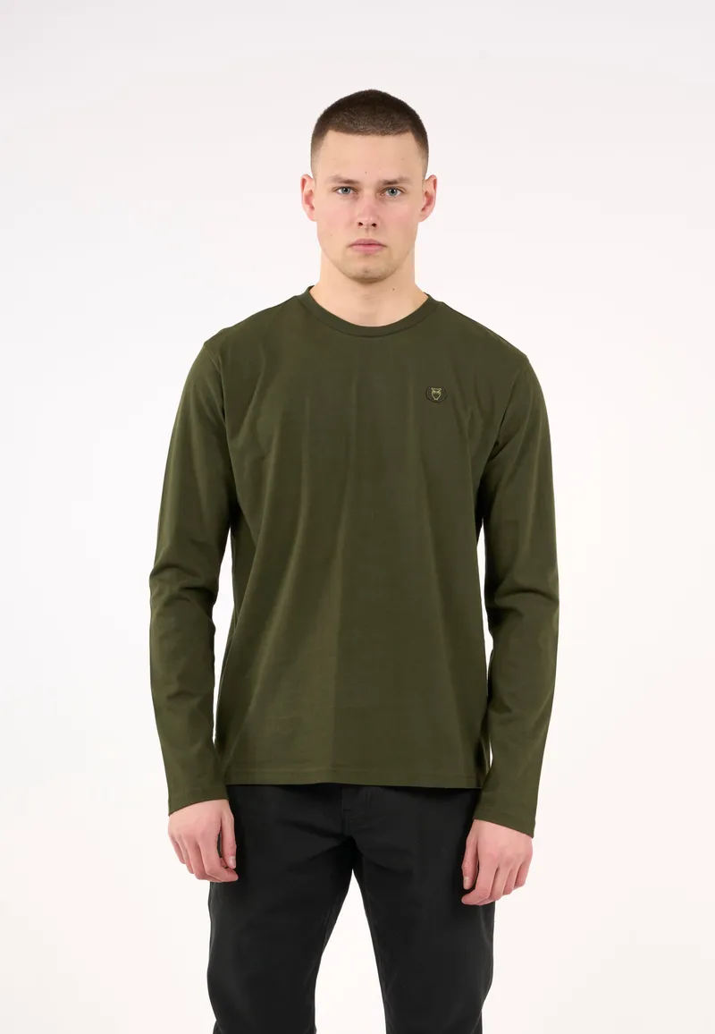 KnowledgeCotton Apparel KnowledgeCotton Apparel Herren vegan Langärmeliges Abzeichen Forrest Night, Dunkelgrã¼n, – Produktbild 1 von 1