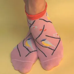 Fräulein Prusselise Fräulein Prusselise Meise Sneaker Socke, rosa, Vogel, nature, bunt gemustert – Produktbild 1 von 1