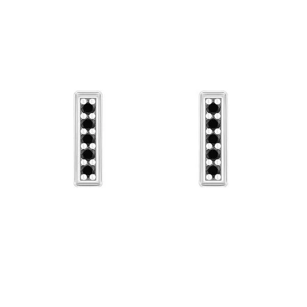 Eppi Eppi Minimalistische Ohrringe mit schwarzen Diamanten Ismail, Weiss, – Produktbild 1 von 2