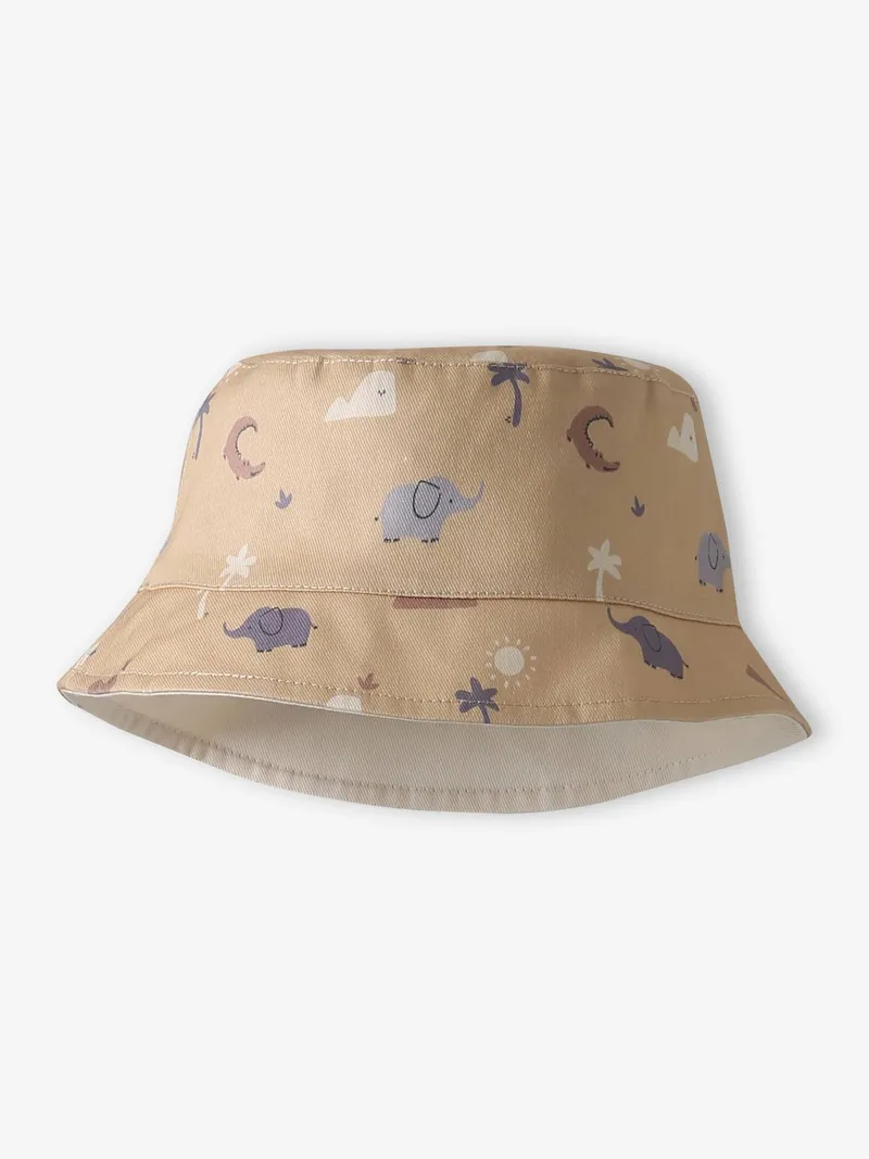 Vertbaudet Wende-Sonnenhut Jungen Baby Urlaubsmotive cappuccino, Cappuccino, – Produktbild 1 von 3