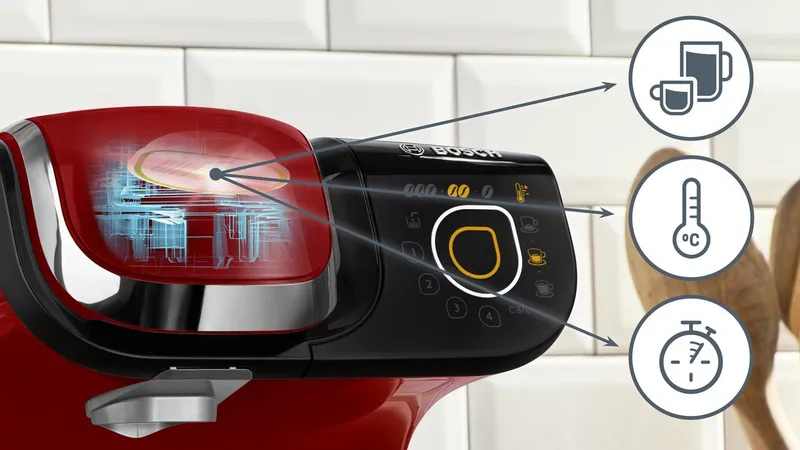 Tassimo Tassimo Kapselmaschine My Way 2 TAS6503, Personalisierung, über 70 Getränke, mit Wasserfilter BRITA MAXTRA, Personalisierung, über 70 Getränke, Rot|schwarz, – Produktbild 4 von 5